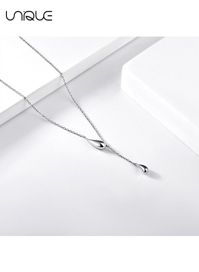 Unique Water Drop Necklace，Water Drop Necklace Female Niche Design Minimalist Collarbone Chain Tassel Pendant Daily Commute - Image 3