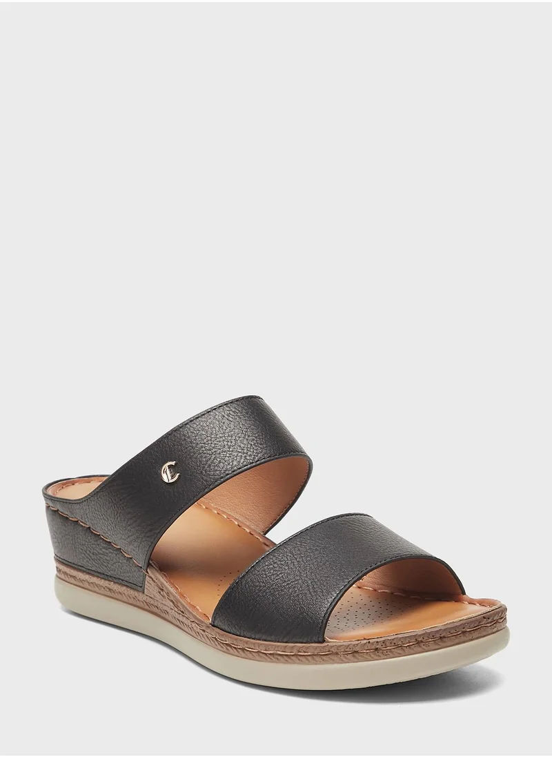 لو كونفورت Double Strap Wedge Sandals