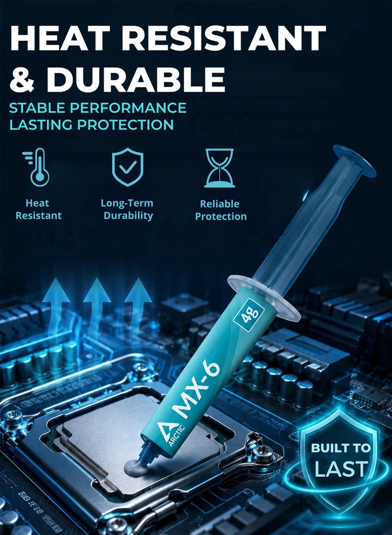 Arctic MX-6 (incl. Spatula, 4 g) Thermal Paste for Computer CPU, GPU - PC, PS4, XBOX, Heat Conductive Silicon-based Thermal Pastes, Thermal Compound High Thermal Conductivity, long durability, safe application, non-conductive - Image 5