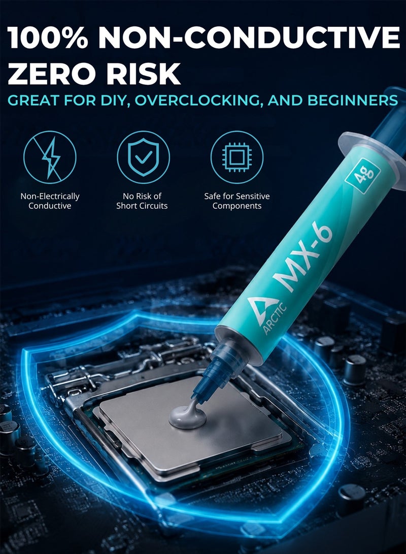 Arctic MX-6 (incl. Spatula, 4 g) Thermal Paste for Computer CPU, GPU - PC, PS4, XBOX, Heat Conductive Silicon-based Thermal Pastes, Thermal Compound High Thermal Conductivity, long durability, safe application, non-conductive - Image 3
