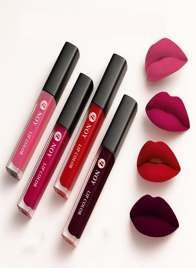 NOY Liquid Lipstick Waterproof Ultra Matte Smooth Feather Texture Matte Lip Combo Pack of 4 - Image 1