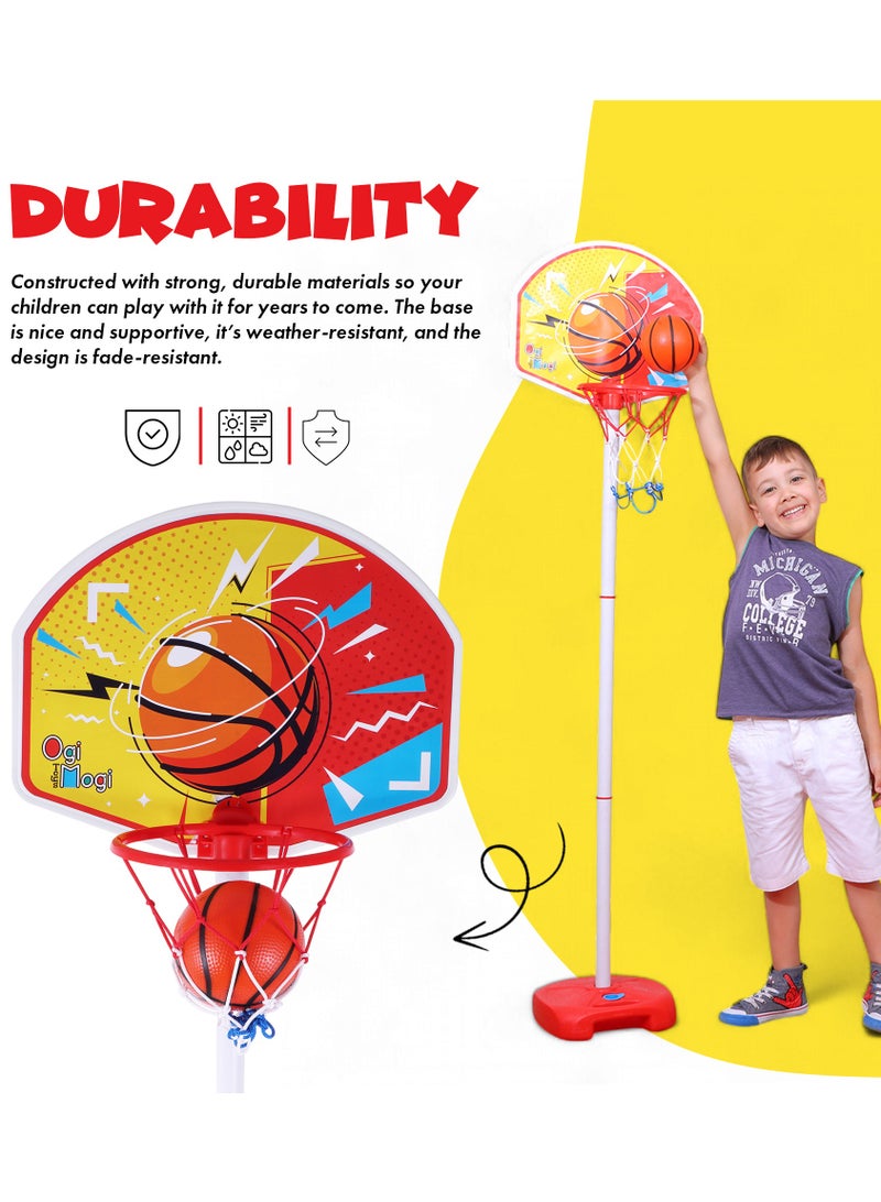 Ogi Mogi Toys Kids Basketball Hoop Stand Set, Adjustable Height Pole 2.4 to 5 Ft, Portable Mini Indoor and Outdoor Basketball Set, Summer Sport Games - Image 4