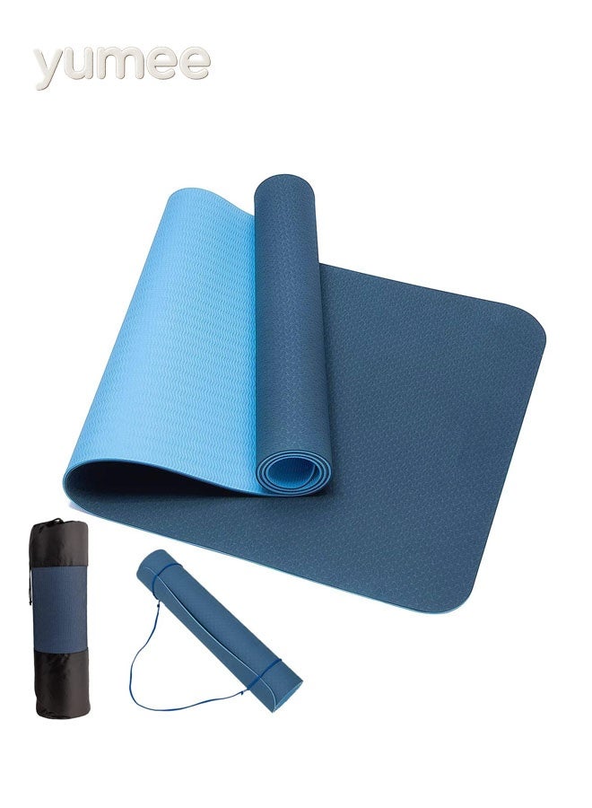 يمي بساط يوغا 8 مم من مادة TPE مانعة للانزلاق، بساط رياضي صديق للبيئة مناسب لليوغا والبيلاتس والتمارين المنزلية - Image 1
