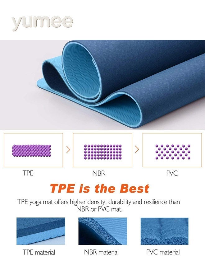 يمي بساط يوغا 8 مم من مادة TPE مانعة للانزلاق، بساط رياضي صديق للبيئة مناسب لليوغا والبيلاتس والتمارين المنزلية - Image 4