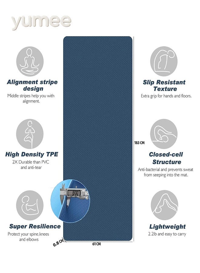 يمي بساط يوغا 8 مم من مادة TPE مانعة للانزلاق، بساط رياضي صديق للبيئة مناسب لليوغا والبيلاتس والتمارين المنزلية - Image 3