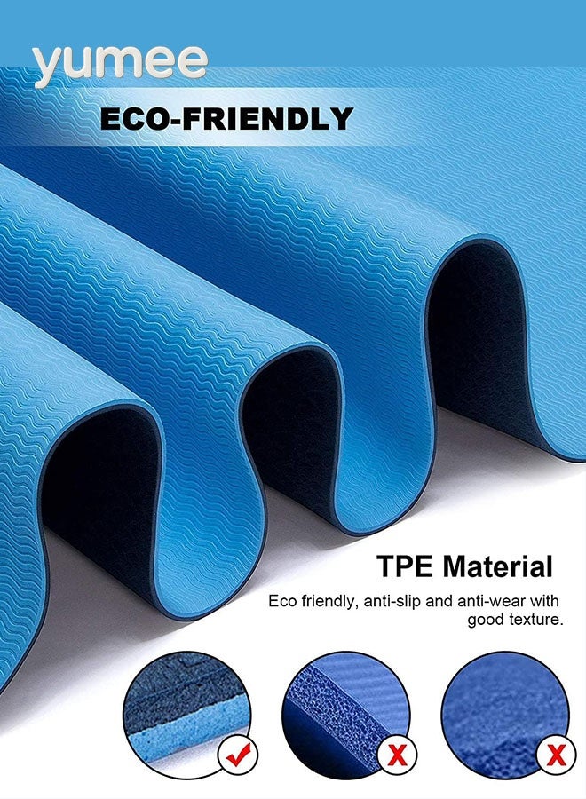 يمي بساط يوغا 8 مم من مادة TPE مانعة للانزلاق، بساط رياضي صديق للبيئة مناسب لليوغا والبيلاتس والتمارين المنزلية - Image 2