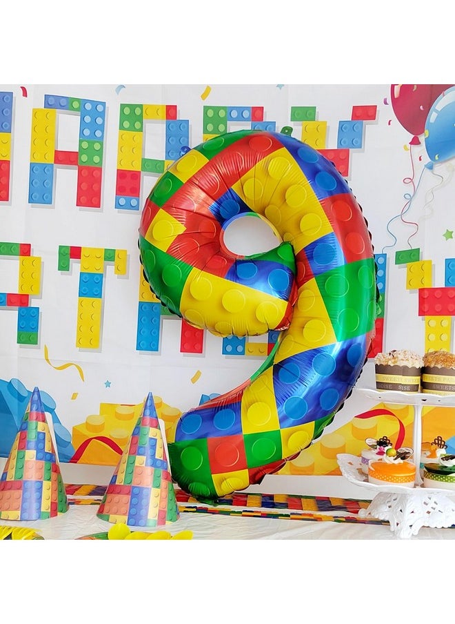 CHANGZHONG 32 Inch Building Block Number 6 Balloons 6 Year Old Large Big Helium Foil Mylar Balloon For Girls Boys 6Th Birthday Party Decoration Supplies  - Image 5