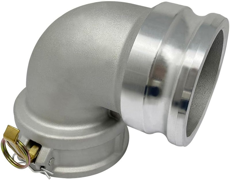Gloxco Aluminum Type DA Cam and Groove Hose Fitting, 90 Degree Elbow, 4" Female Camlock x 4" Male Camlock (CAM-40-DA90-AL) - Image 4