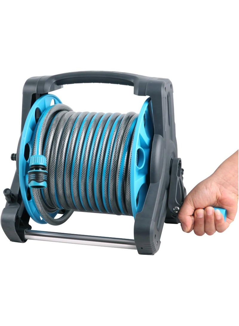 NIUB ﻿Garden Hose Reel, 2-in-1 as Free Standing or Wall Mounted Garden Hose, Complete with Hose Guide, Nozzle and Fittings, Robust Frame for Stability, Compact Hose Reel Flexibility Use - Image 1