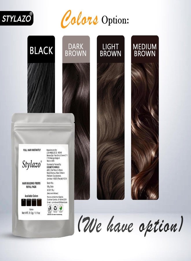 Stylazo Hair Building Fibers Refill Pack 31.5 grams Hair loss Concealer For Thicker And Fuller Hairs (Natural Dark Brown) - Image 5