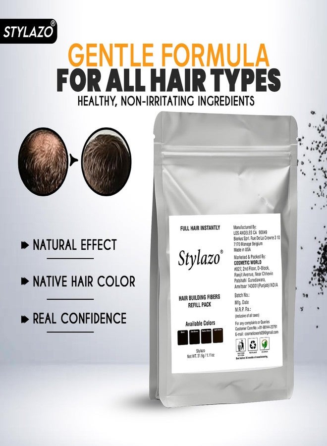 Stylazo Hair Building Fibers Refill Pack 31.5 grams Hair loss Concealer For Thicker And Fuller Hairs (Natural Dark Brown) - Image 4