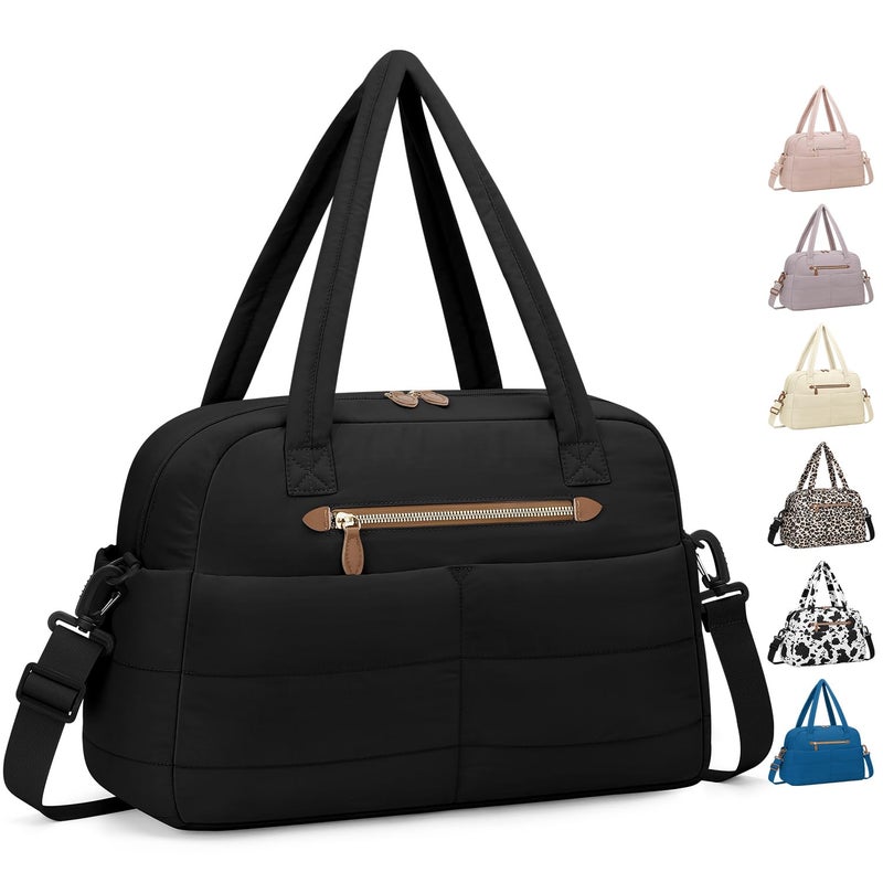 Pritent Travel Duffle BagPuffer Carry On Duffel Bag with Laptop Compartment Waterproof Overnight Weekender Bags for Women Large Hospital Tote Bags for Labor and DeliveryLargeBlack - Image 2