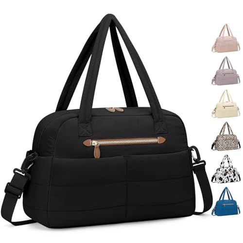 Pritent Travel Duffle BagPuffer Carry On Duffel Bag with Laptop Compartment Waterproof Overnight Weekender Bags for Women Large Hospital Tote Bags for Labor and DeliveryLargeBlack - Image 1