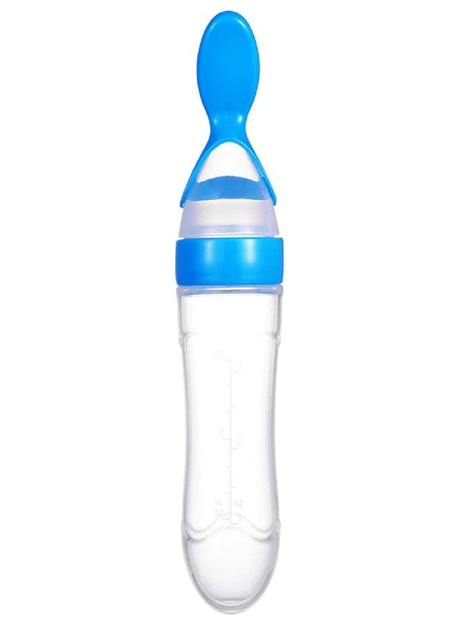 Alya The Cheeky Kidzz Baby Infant Squeezy Food Grade Silicone Spoon Bottle Feeder for Feeding Solid and Semi Solid Food ICeralac Feeder Bottle (Blue) - Image 3