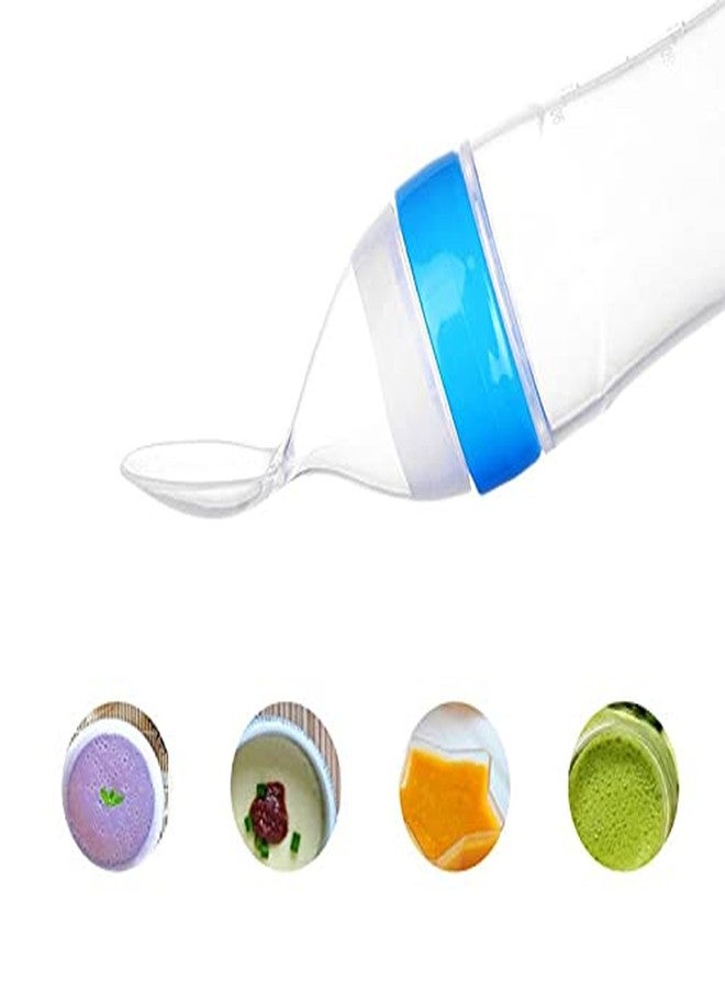 Alya The Cheeky Kidzz Baby Infant Squeezy Food Grade Silicone Spoon Bottle Feeder for Feeding Solid and Semi Solid Food ICeralac Feeder Bottle (Blue) - Image 4