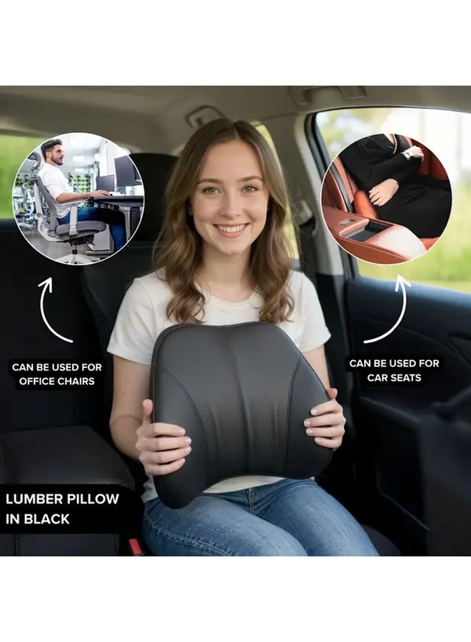 Ergonomic Lumbar Support Pillow For Car And Office Chair Obsidian Black - Image 3