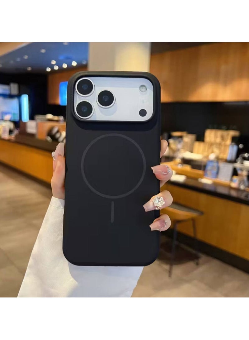 Silicone Case for iPhone 17 Pro Case with MagSafe, Supports Magnetic Charging, Slim Liquid Silicone Case, Shock Proof Protection, (Black).