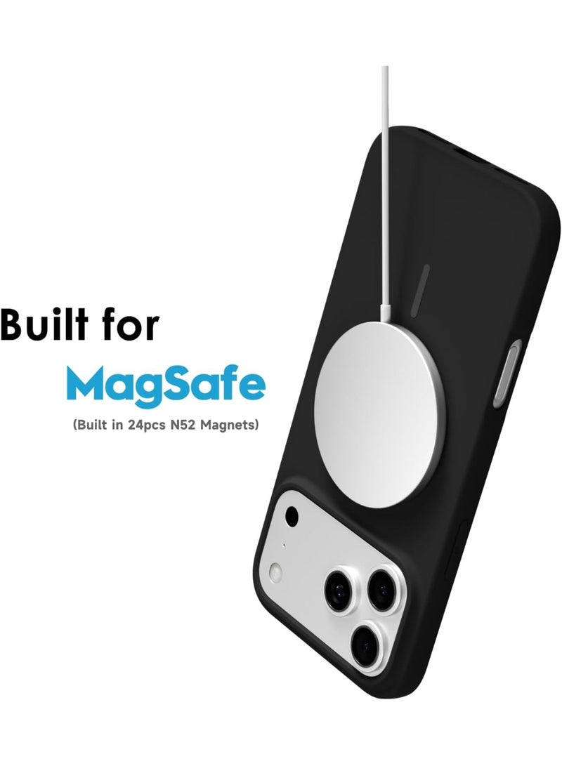 ACLIX Magnetic Slim Phone Case for iPhone 17 Pro Compatible with Magsafe Wireless Charging, Aesthetic Soft Rubber Silicone | Black - Image 2