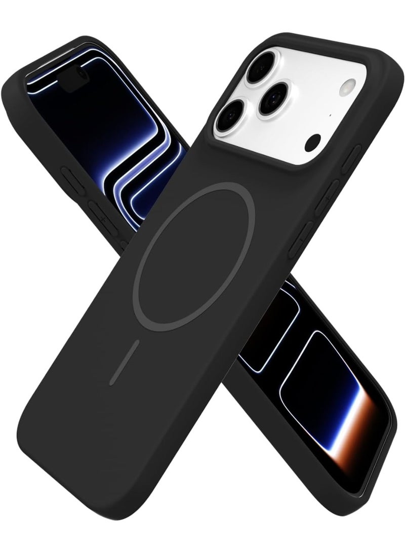 ACLIX Magnetic Slim Phone Case for iPhone 17 Pro Compatible with Magsafe Wireless Charging, Aesthetic Soft Rubber Silicone | Black - Image 1