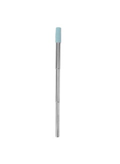 Thoraya Collapsible Stainless Steel Drinking Straw Reusable Metal Straw with Cleaning Brush for Travel Work Blue  - Image 3