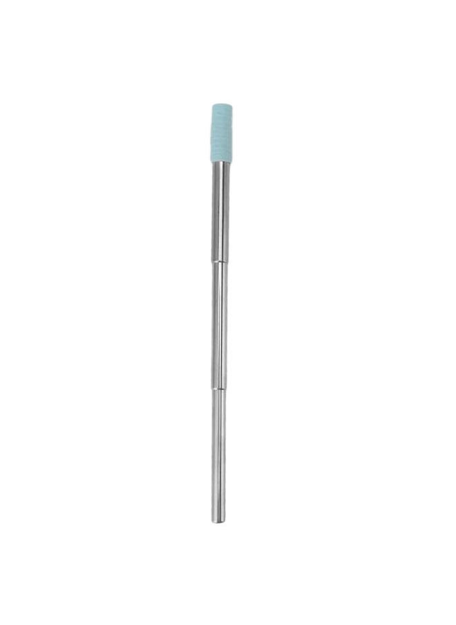 Thoraya - Collapsible Stainless Steel Drinking Straw Reusable Metal Straw with Cleaning Brush for Travel Work Blue - Image 1