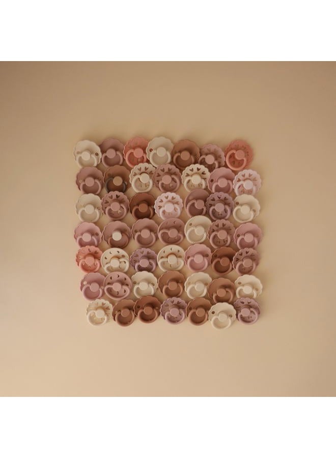 FRIGG Fairytale Latex Baby Pacifier 6-18 Months | 2 Pack Soother | Round Natural Rubber Nipple with Heart Shaped Air Holes | Made In Denmark — Twilight Mauve/Primrose - Image 5