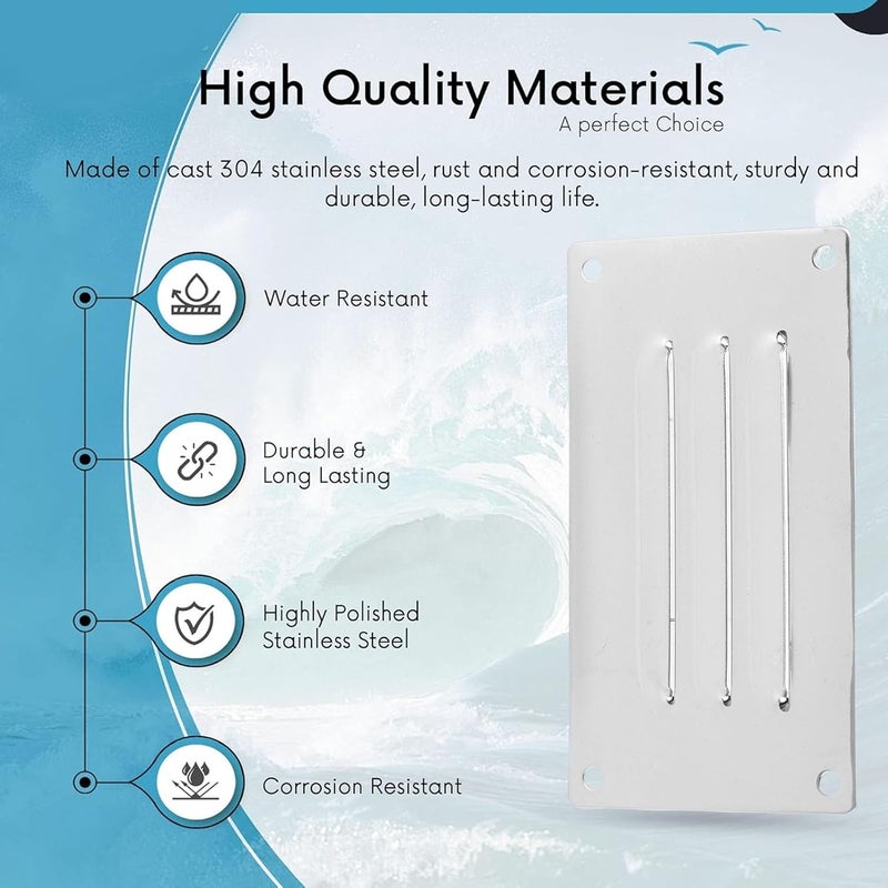 Rectangle Stamped Louvered Vent 5 X 2.6in, 316 Stainless Steel Mirror Polished, Marine Grade Cabin Vent Cover - Rustproof Durable Material, Easy Installation, Ideal for Boats and - Image 2