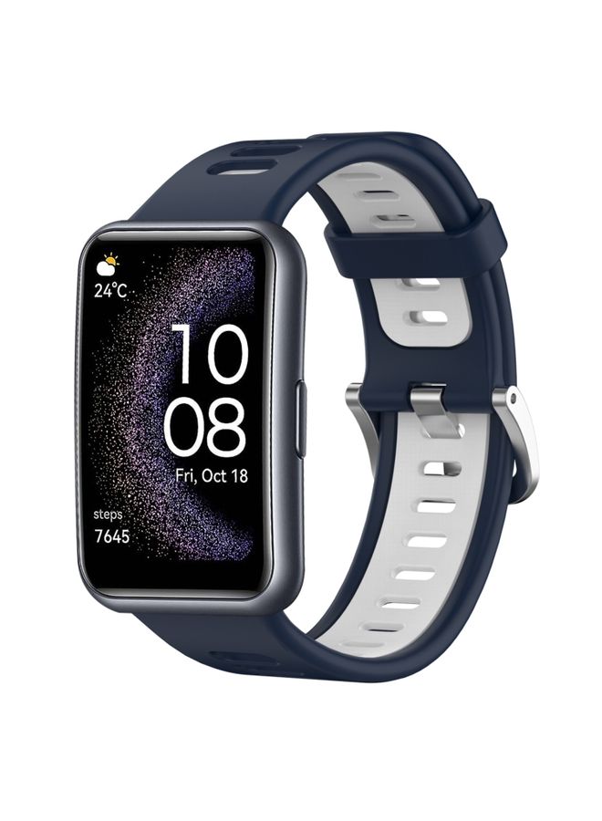 Replacement Strap For Huawei Watch Fit Special Edition Two-Color Silicone Watch Band Midnight Blue+White