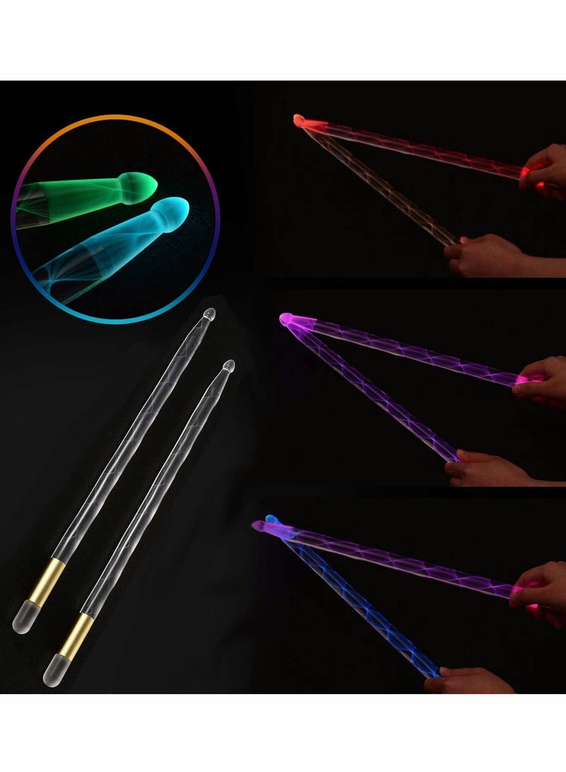 SYOSI 5A Acrylic LED Light Up Drum Stick, Glow Plastic Drum Sticks, Luminous Bright Personalized Drum Sticks 1 pair - Image 1