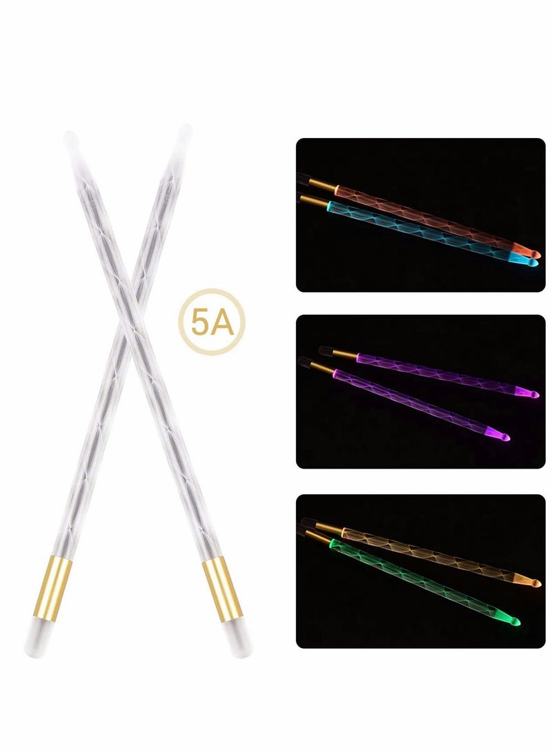 SYOSI 5A Acrylic LED Light Up Drum Stick, Glow Plastic Drum Sticks, Luminous Bright Personalized Drum Sticks 1 pair - Image 3