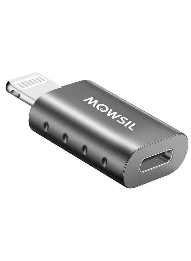 MOWSIL Mowsil Lightning to USB-C Adapter, iPhone OTG Adapter, USB 3.1 Type-C Female to Lightning Male, 480Mbps, Zinc Alloy, Data Transfer, Compatible with iPhone/iPad, Gray | MOLTC  - Image 1
