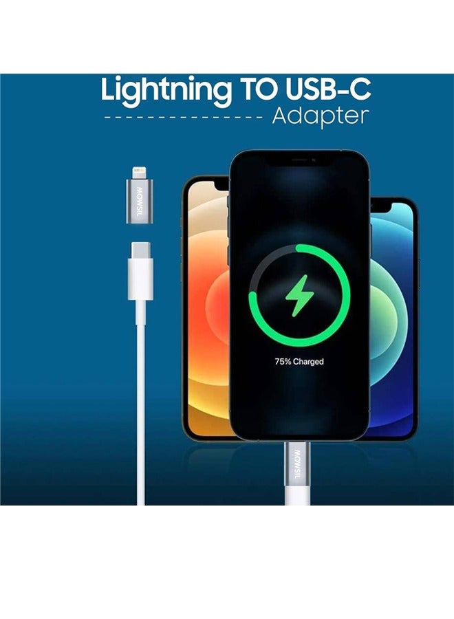 MOWSIL Mowsil Lightning to USB-C Adapter, iPhone OTG Adapter, USB 3.1 Type-C Female to Lightning Male, 480Mbps, Zinc Alloy, Data Transfer, Compatible with iPhone/iPad, Gray | MOLTC  - Image 2