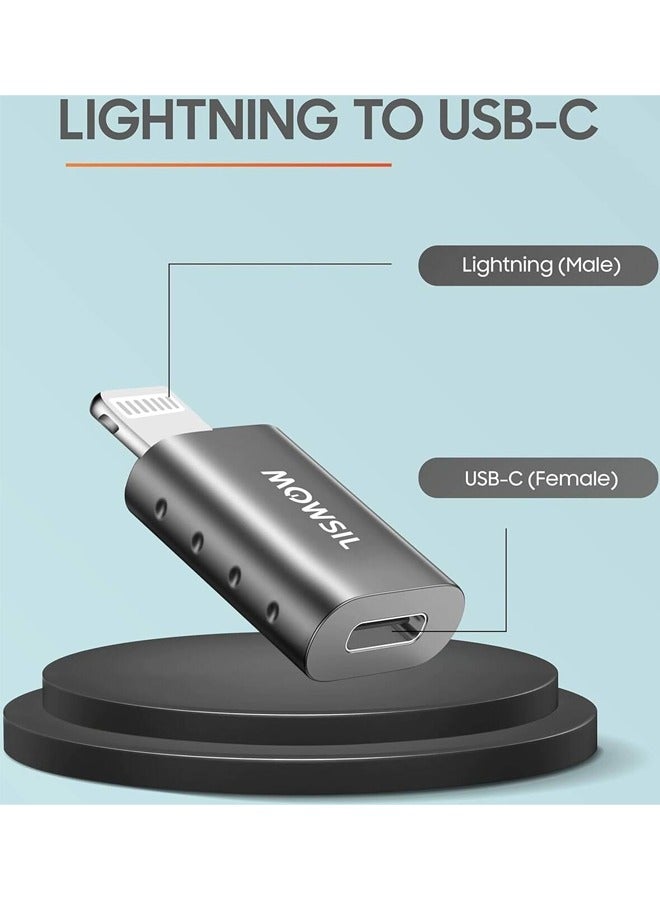 MOWSIL Mowsil Lightning to USB-C Adapter, iPhone OTG Adapter, USB 3.1 Type-C Female to Lightning Male, 480Mbps, Zinc Alloy, Data Transfer, Compatible with iPhone/iPad, Gray | MOLTC  - Image 4