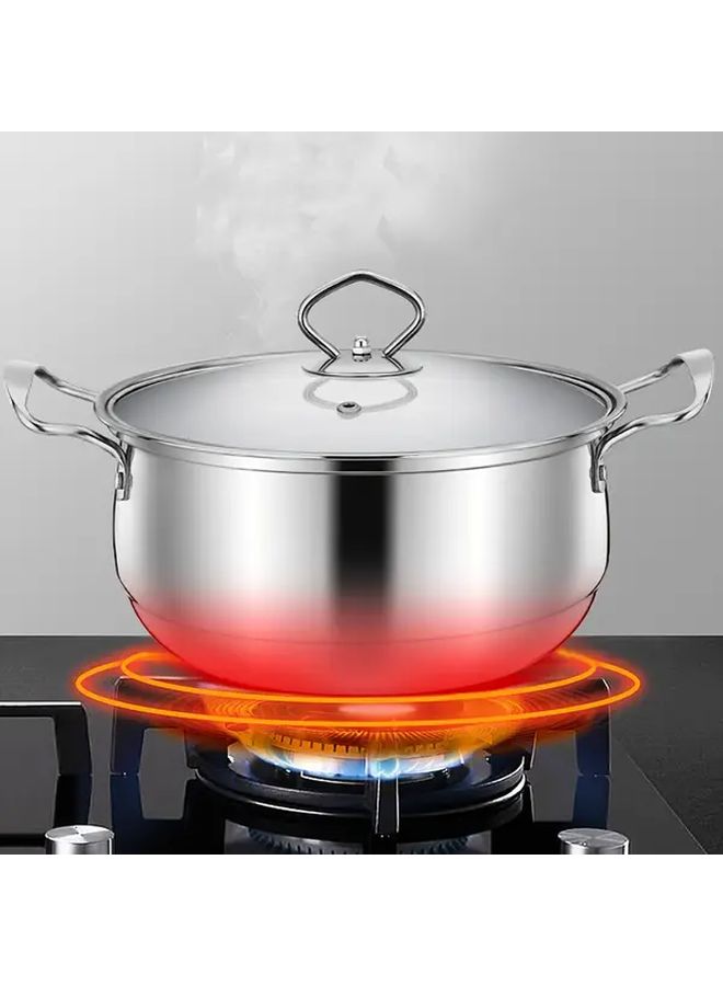 Kitchen Stainless Steel 2pcs Cookware Set Flat Bottom Fry Pan Soup Pot - Image 4