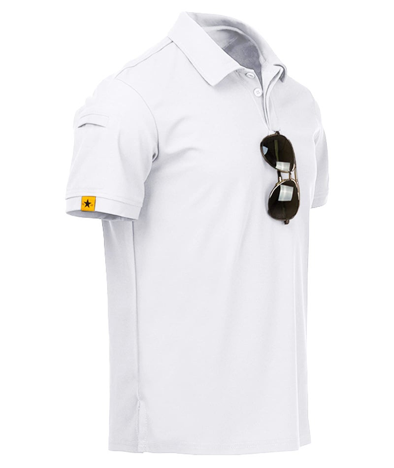 ZITY Mens Polo Shirt Short Sleeve Sports Tactical T-Shirt Athletic Golf Polos Daily Casual Stylish Collared Shirts for Men White Large - Image 1