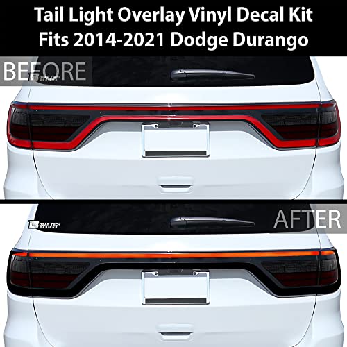 BOGAR TECH DESIGNS تصاميم بوجار تكنولوجي - غطاء ملصق فينيل لسباق ضوء الذيل متوافق مع دودج دورانجو 2014-2025، نوع لامع أسود C - Image 2