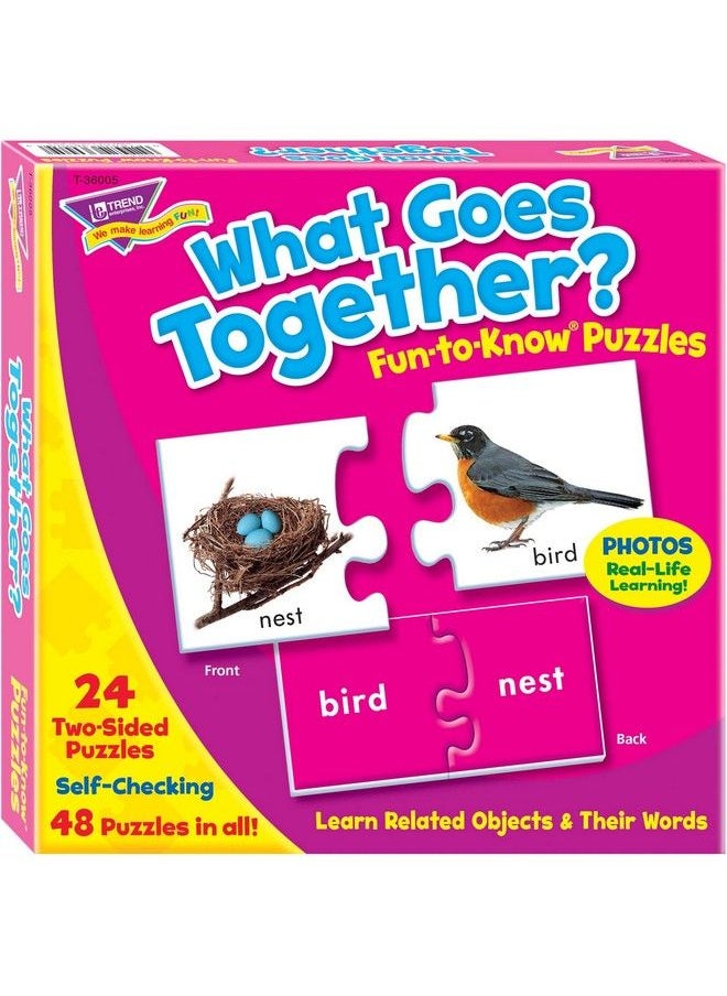 Trend Enterprises - : Funtoknow Puzzles: What Goes Together? Learn Related Objects & Their Words 24 Twosided Puzzles Selfchecking 48 Puzzles Total For Ages 3 And Up - Image 1
