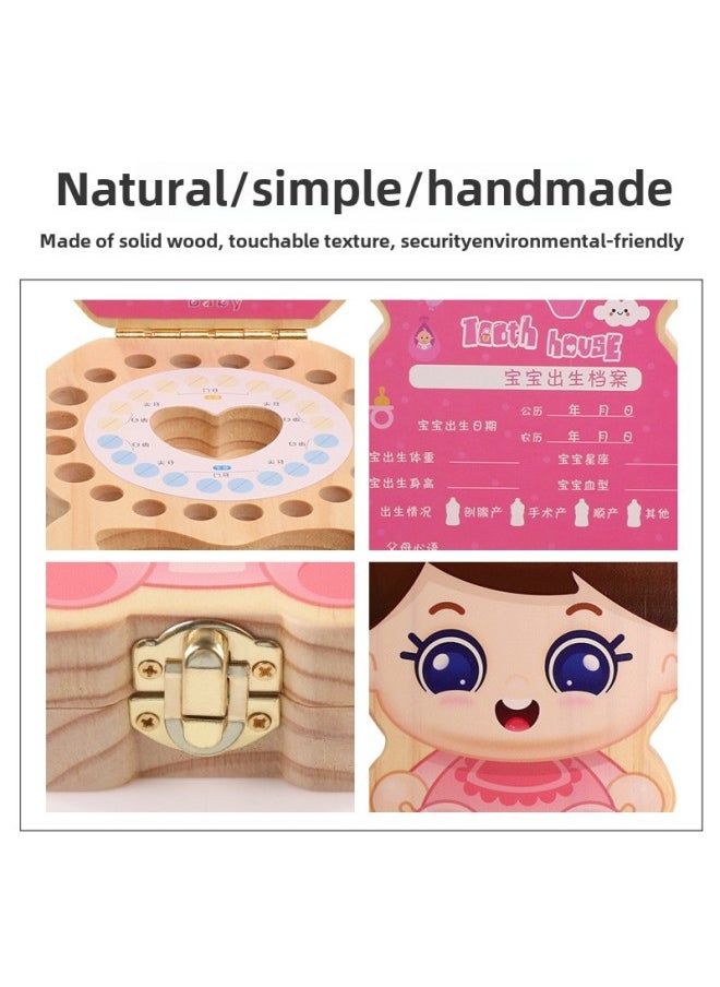 Generic Children's Wooden Creative Fetal Hair Teeth Storage Teeth Box For Boys And Girls Souvenir Personalized Gift Record Growth-Color:tl Full Body Female Treasure Deciduous Teeth Box  - Image 4