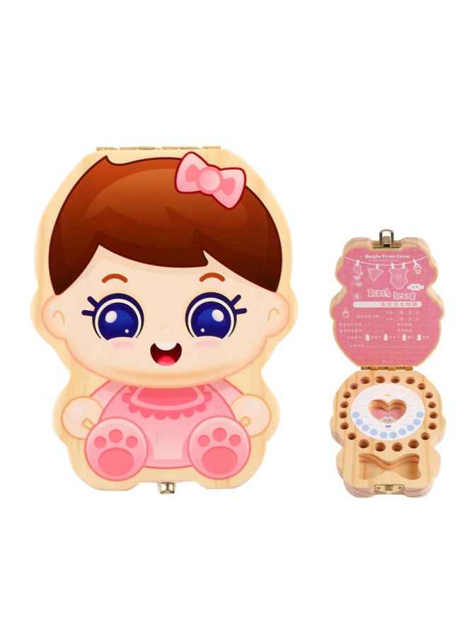 Generic Children's Wooden Creative Fetal Hair Teeth Storage Teeth Box For Boys And Girls Souvenir Personalized Gift Record Growth-Color:tl Full Body Female Treasure Deciduous Teeth Box  - Image 2