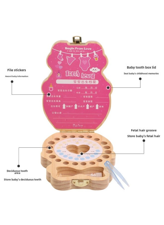 Generic Children's Wooden Creative Fetal Hair Teeth Storage Teeth Box For Boys And Girls Souvenir Personalized Gift Record Growth-Color:tl Full Body Female Treasure Deciduous Teeth Box  - Image 3