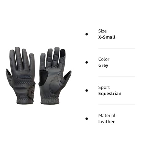 eGlove eQUEST GripPro Leather Touchscreen Horse Riding Gloves (Grey, X-Small) - Image 3