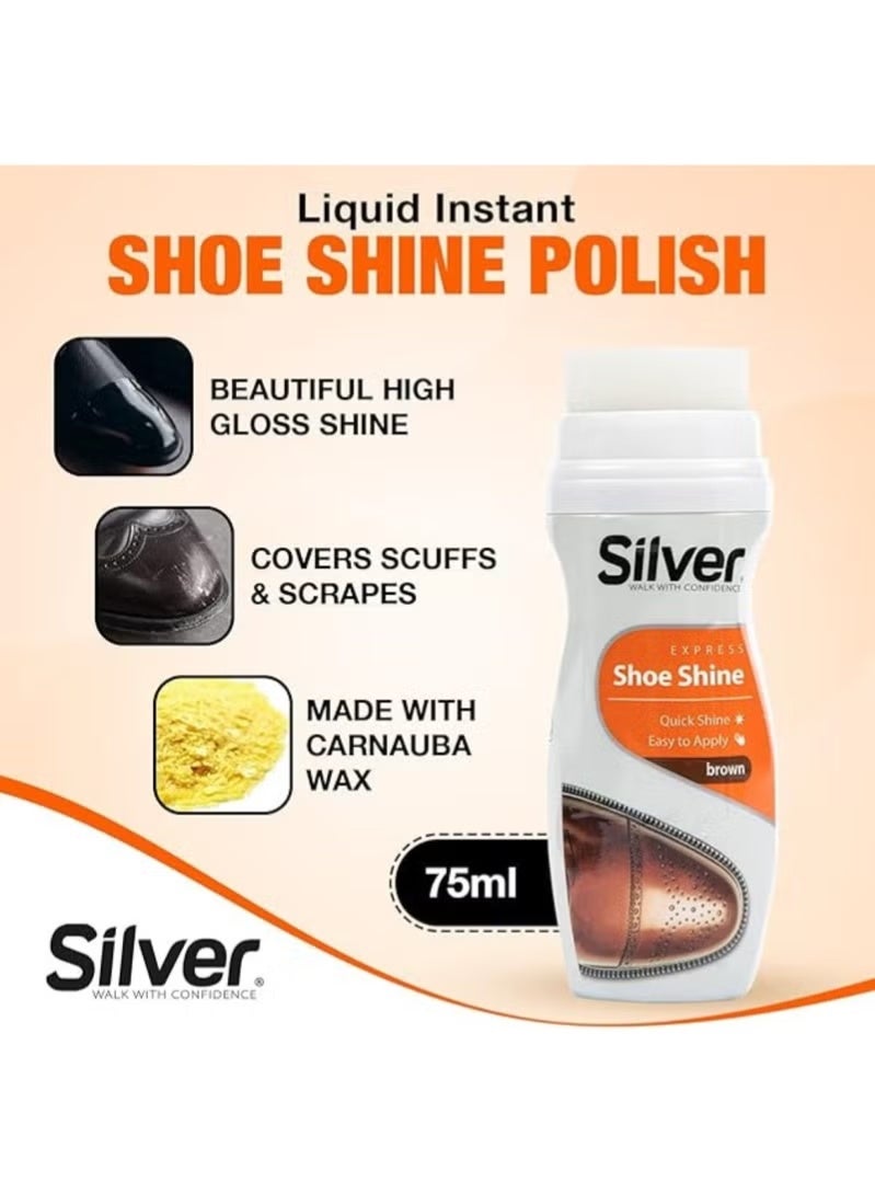 Silver Express Shoe Shine Brown75 ml - Image 2