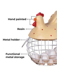 The Artment your artistic apartment The Artment your artistic apartment Rooster Round Metal Egg Basket White Set Of 1 10X10X12 Inch  - Image 5