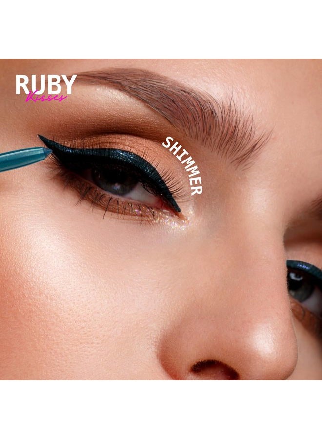 Ruby Kisses Pencil Eyeliner, Retractable Eyeliner, Waterproof, Smudge-Proof Eye Makeup, High Pigmented, 24H Long Lasting Eyepencil (Rich Teal Blue) - Image 3