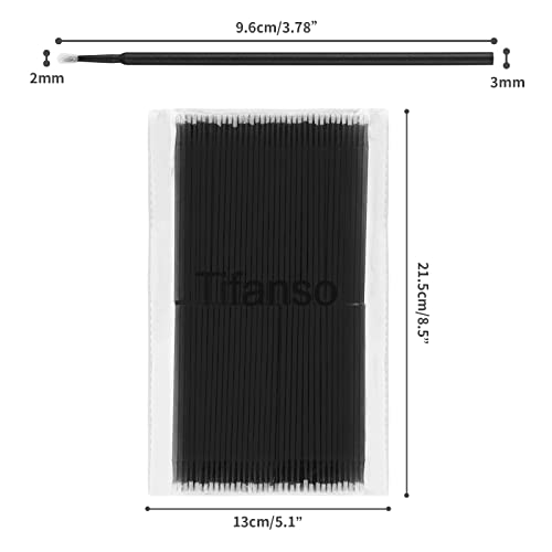 tifanso 400PCS Micro Cotton Swabs, Disposable Eyelash Microswabs for Eyelash Extensions, Lash Brush Applicators Black(Head Diameter: 2.0mm) - Image 2