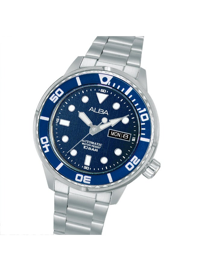Alba Mechanical Automatic Men’s Watch AL4779X2, 43 mm Deep Blue Dial, Stainless Steel Case & Bracelet, Rotating Bezel, 100 m WR - Image 5