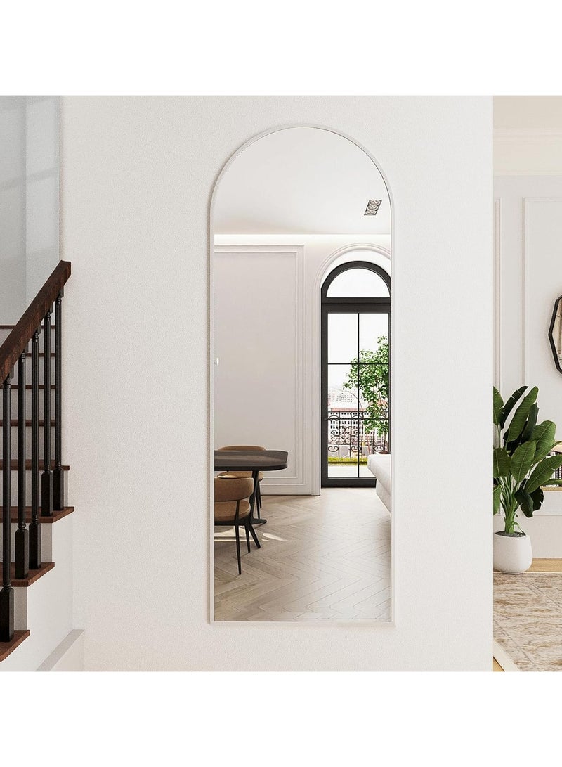 YQbest Floor Full Length Mirror Standing Full Body Rounded Corner Rectangle Mirrors With Stand Hanging Wall Mounted Leaning Bedroom Living Room Bedroom Cloakroom,White  - Image 3