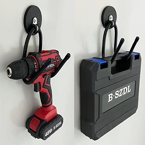 Pmsanzay 2 Pack Power Drill Tool Organizer Holder,Magnetic Tool Holders,Garage Tool Storage Rack,Heavy Duty Large Garage Magnet Utility Hooks with Rubber Coating, No Scratches - No Power Drill - Image 5