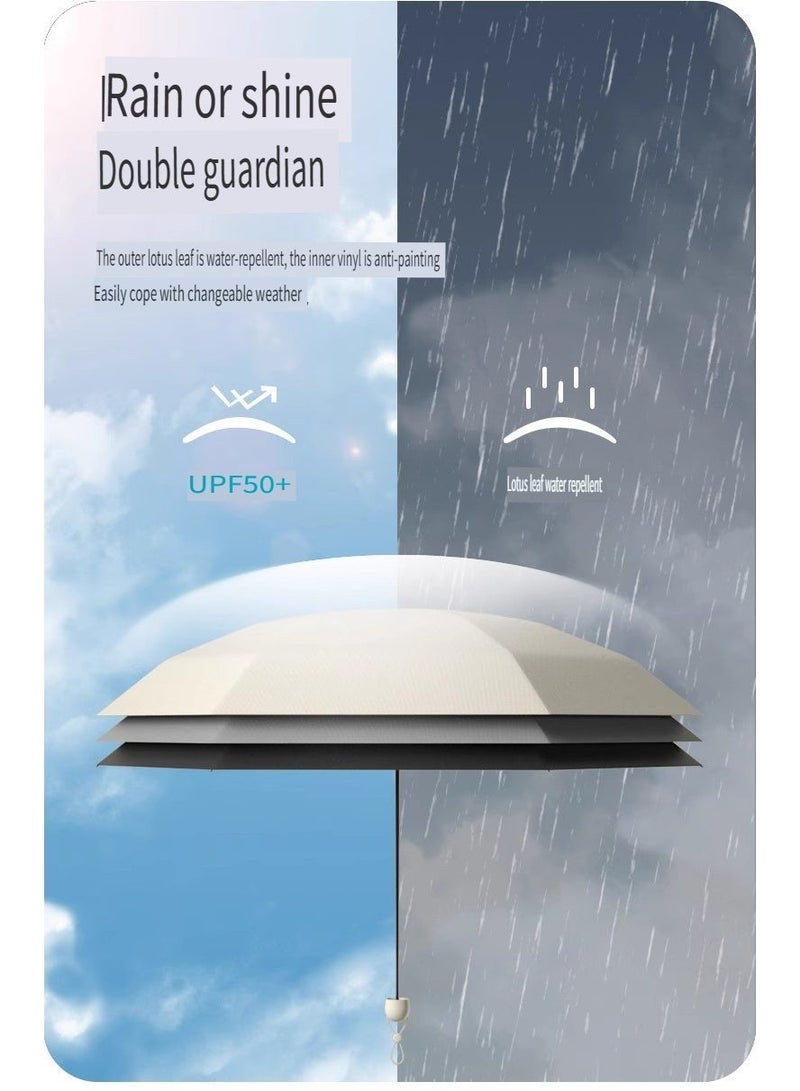228g ميني جيب صغير واسع حزام مظلة مع حالة كبسولة شمس أكثر من UPF50 لأيام مشمسة وممطرة ، بيج - Image 4