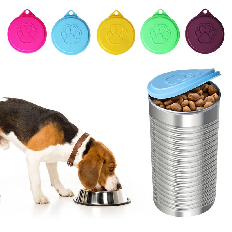 JIAKAI 5 PCS Pet Dog Cat Food Can Cover Pet self-Sealingï¼ŒReusable pet Food lids, Environmentally Friendlyï¼ˆColor Randomï¼‰ - Image 4